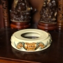 Chân bát hương men sứ kèm chân kê hanh vàng trắng tràm đắp nổi Chân bát hương men sứ kèm chân kê hanh vàng trắng tràm đắp nổi